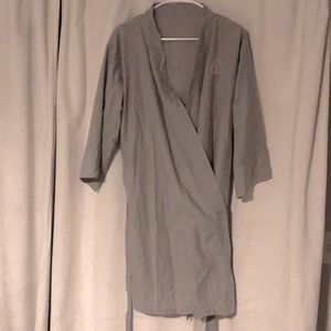 Gray tie robe with pink ‘A’